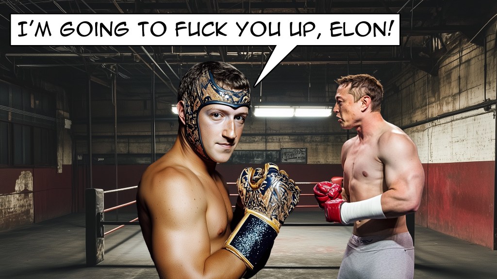 elon musk and mark zuckerberg in a wrestling ring together